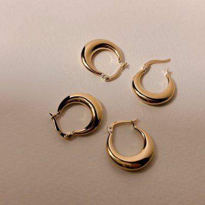 Solid 9k Gold Mini-Lahni Hoop Earrings