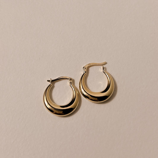 Solid 9k Gold Mini-Lahni Hoop Earrings