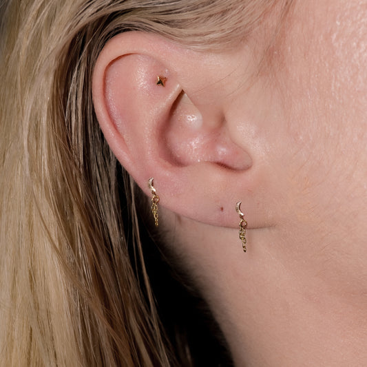 Equinox Moon Chain Studs in Solid 9k Yellow Gold