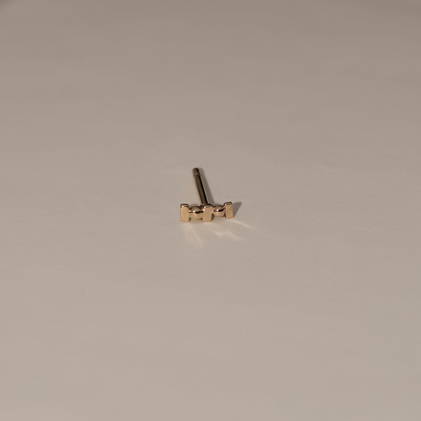 Dotted Bar Stud Earrings -  Morsecode Studs in 9k Solid Gold