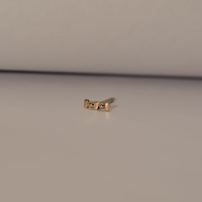 Dotted Bar Stud Earrings -  Morsecode Studs in 9k Solid Gold