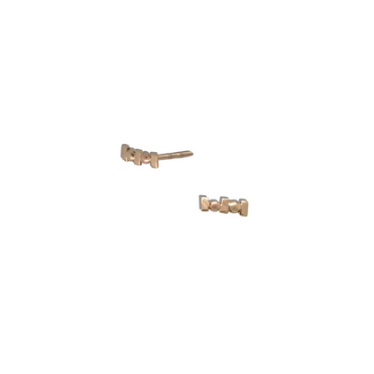 Dotted Bar Stud Earrings -  Morsecode Studs in 9k Solid Gold