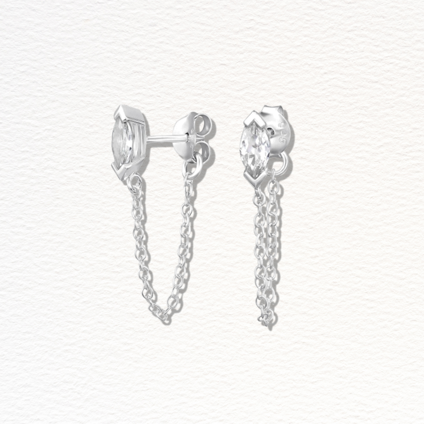 Lune Marquise Chain Earrings - Sterling Silver