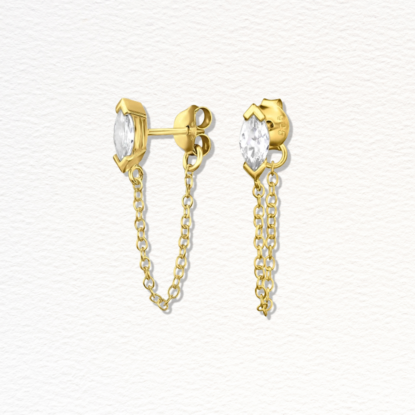 Lune Marquise Chain Earrings - Gold Vermeil