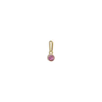 Pink Sapphire Charm Natural Round Bezel Set in 14k Yellow Gold
