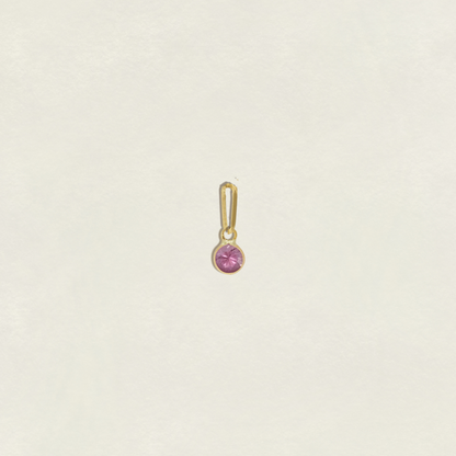 Pink Sapphire Charm Natural Round Bezel Set in 14k Yellow Gold
