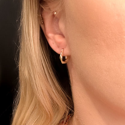 Solid 9k Gold Portray Hoop Earrings - Small