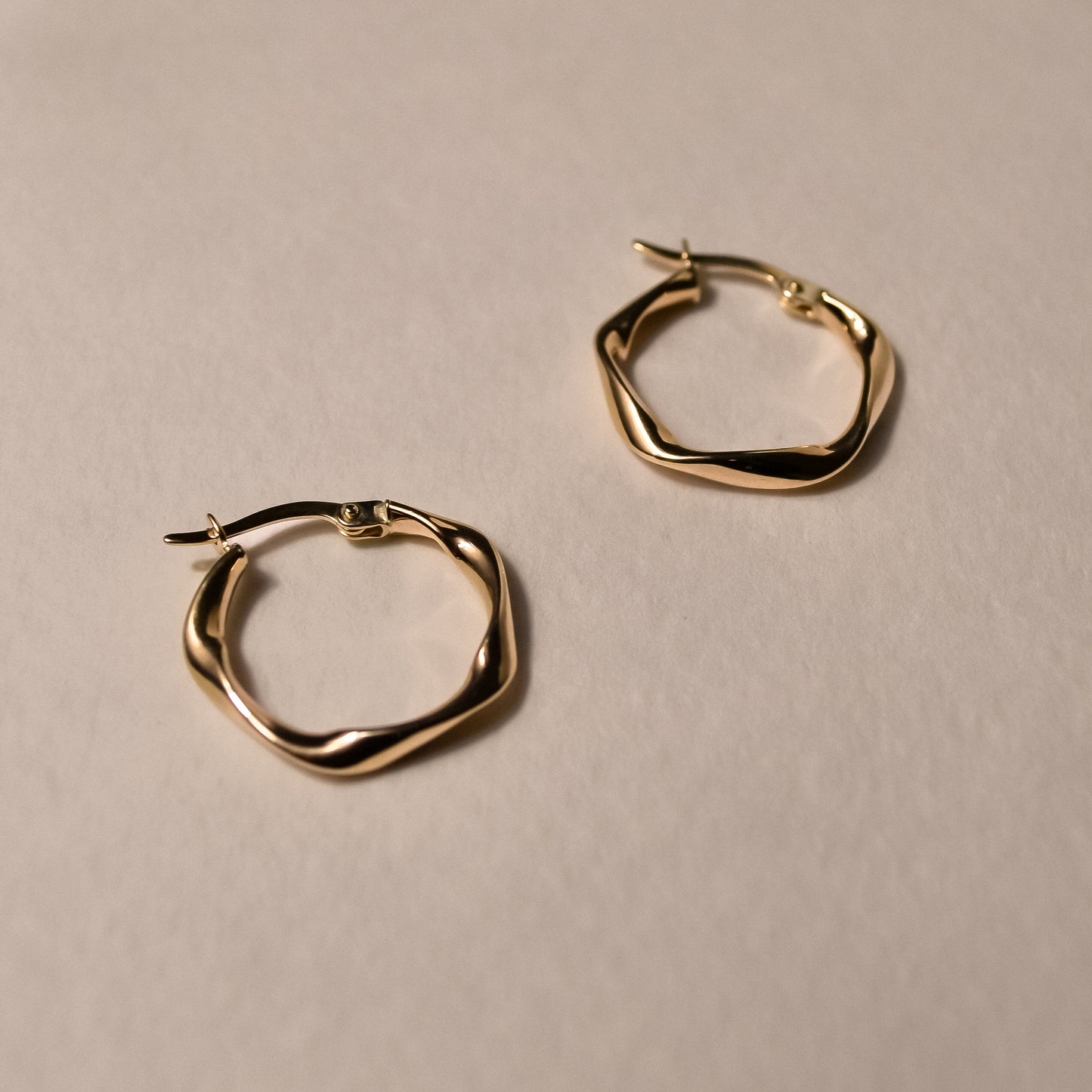 Solid 9k Gold Portray Hoop Earrings