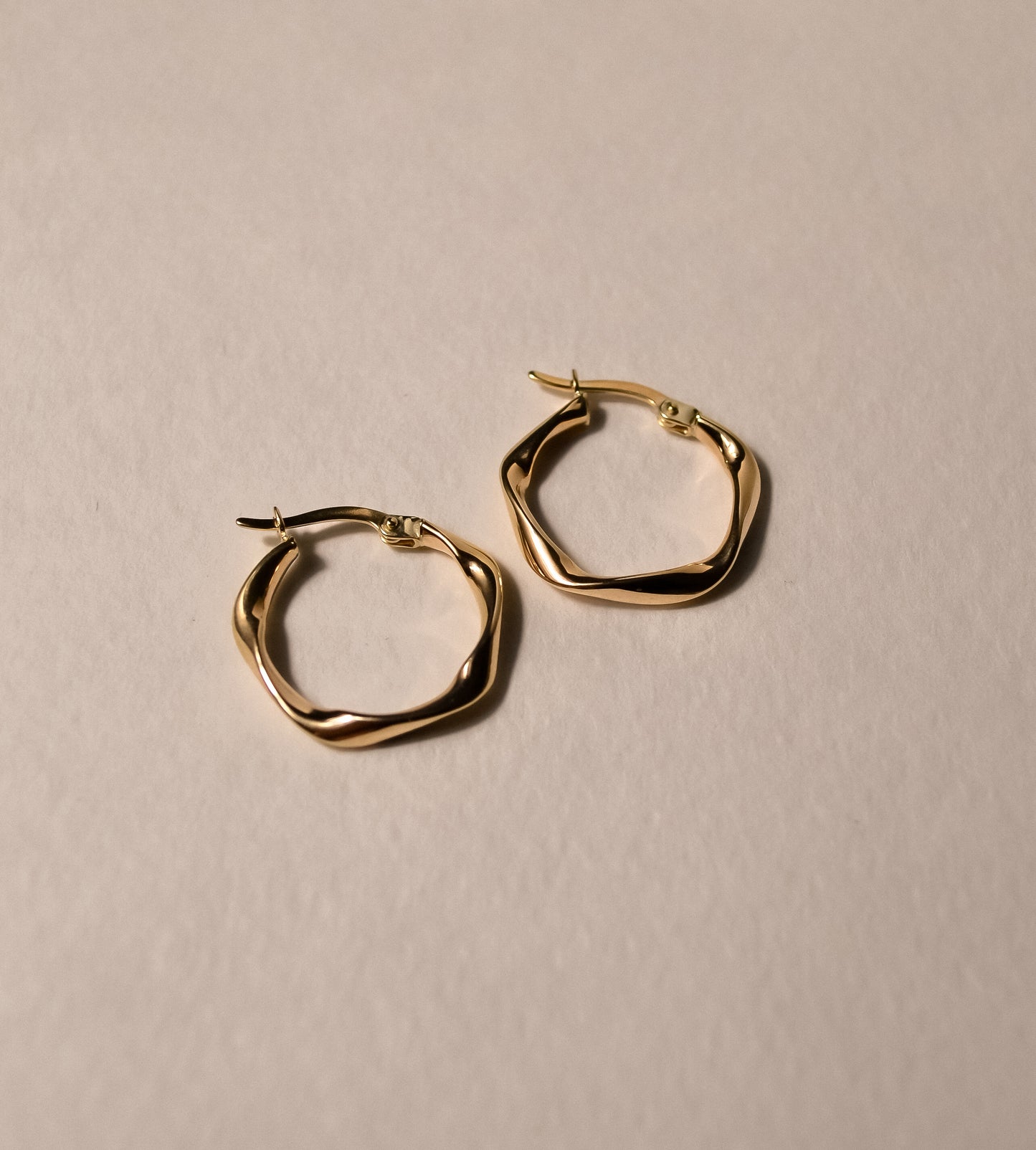 Solid 9k Gold Portray Hoop Earrings