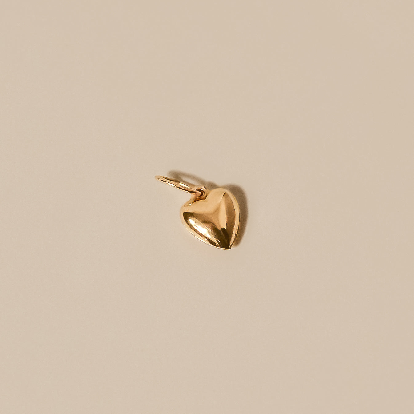 Puffed Heart Charm in Solid 9k Yellow Gold