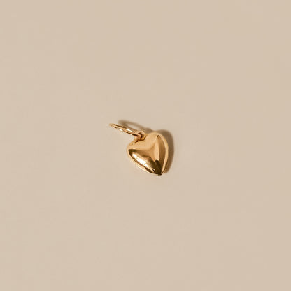 Puffed Heart Charm in Solid 9k Yellow Gold