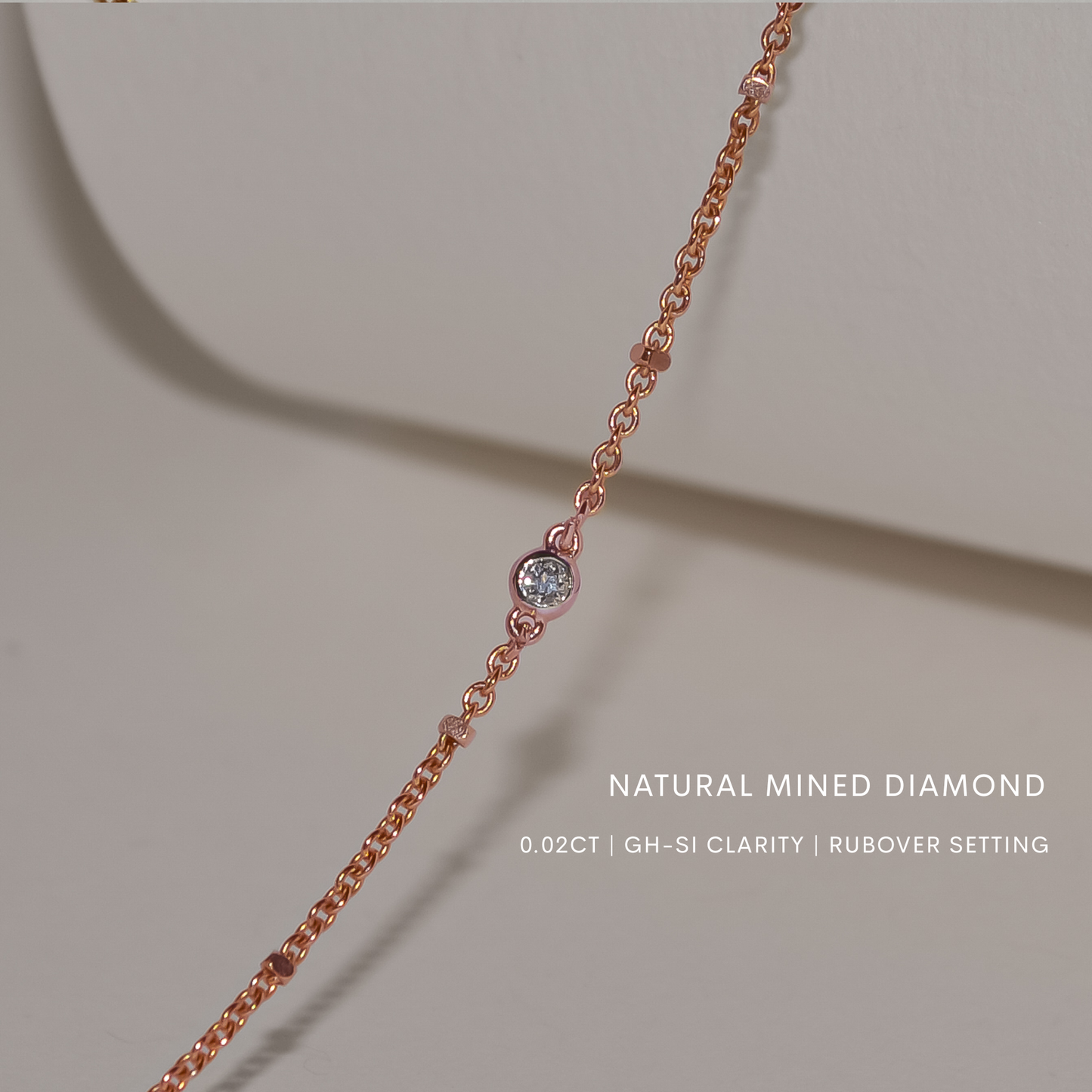 Single Accent Diamond Necklace In Solid 9k Rose Gold