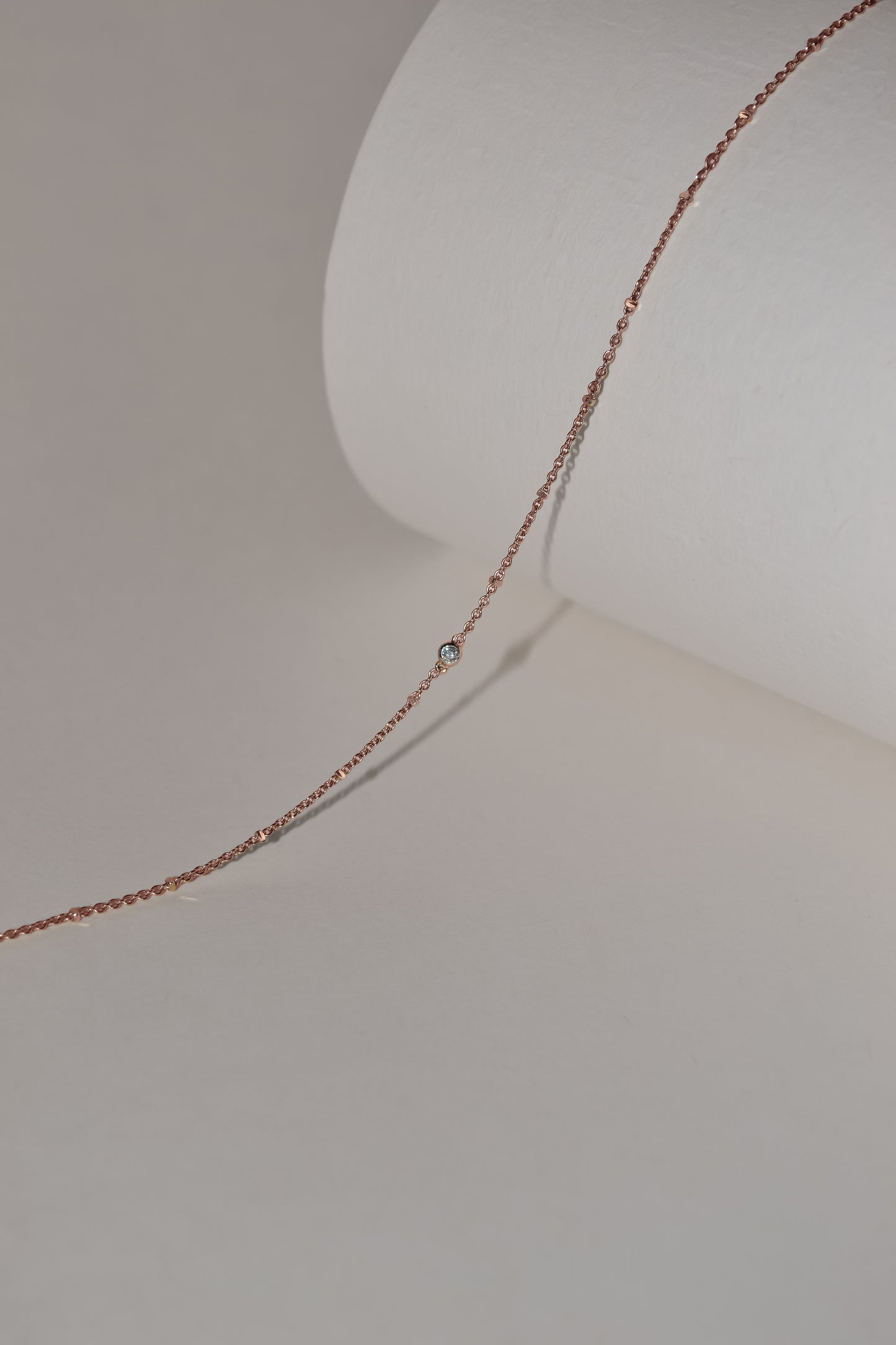 Single Accent Diamond Necklace In Solid 9k Rose Gold