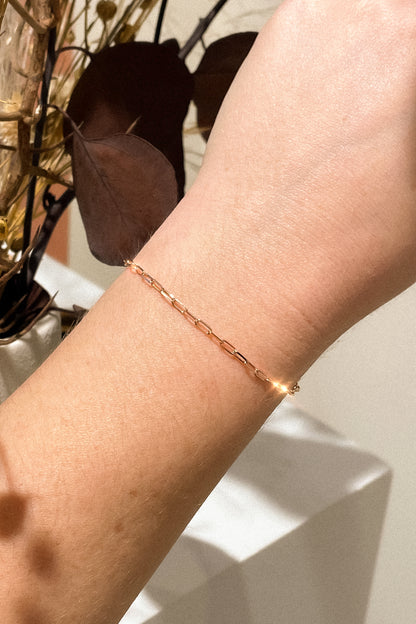 Fine Paperclip Chain Bracelet in Solid 9k Rose Gold