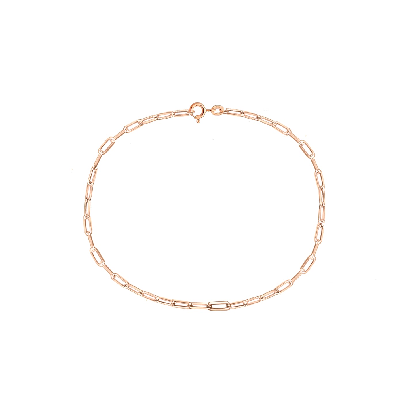 Fine Paperclip Chain Bracelet in Solid 9k Rose Gold