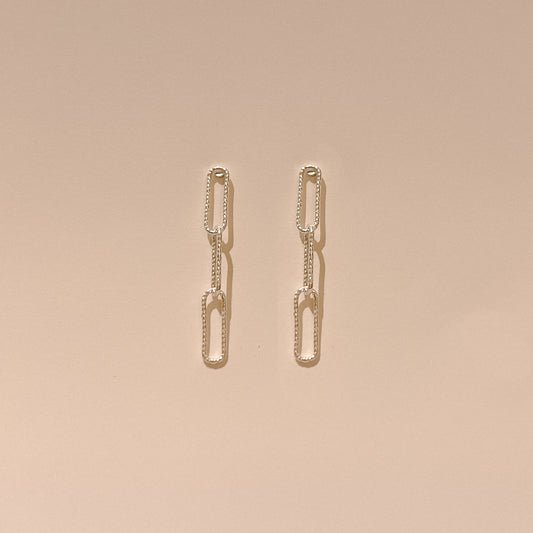 Sasha Silver Paperclip Stud Earrings