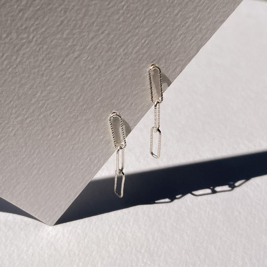 Sasha Silver Paperclip Stud Earrings