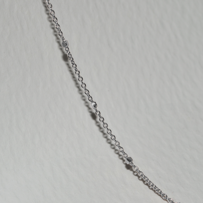 Satellite Chain Necklace in Solid 9k White Gold