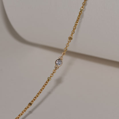 Single Accent Diamond Necklace In Solid 9k Yellow Gold