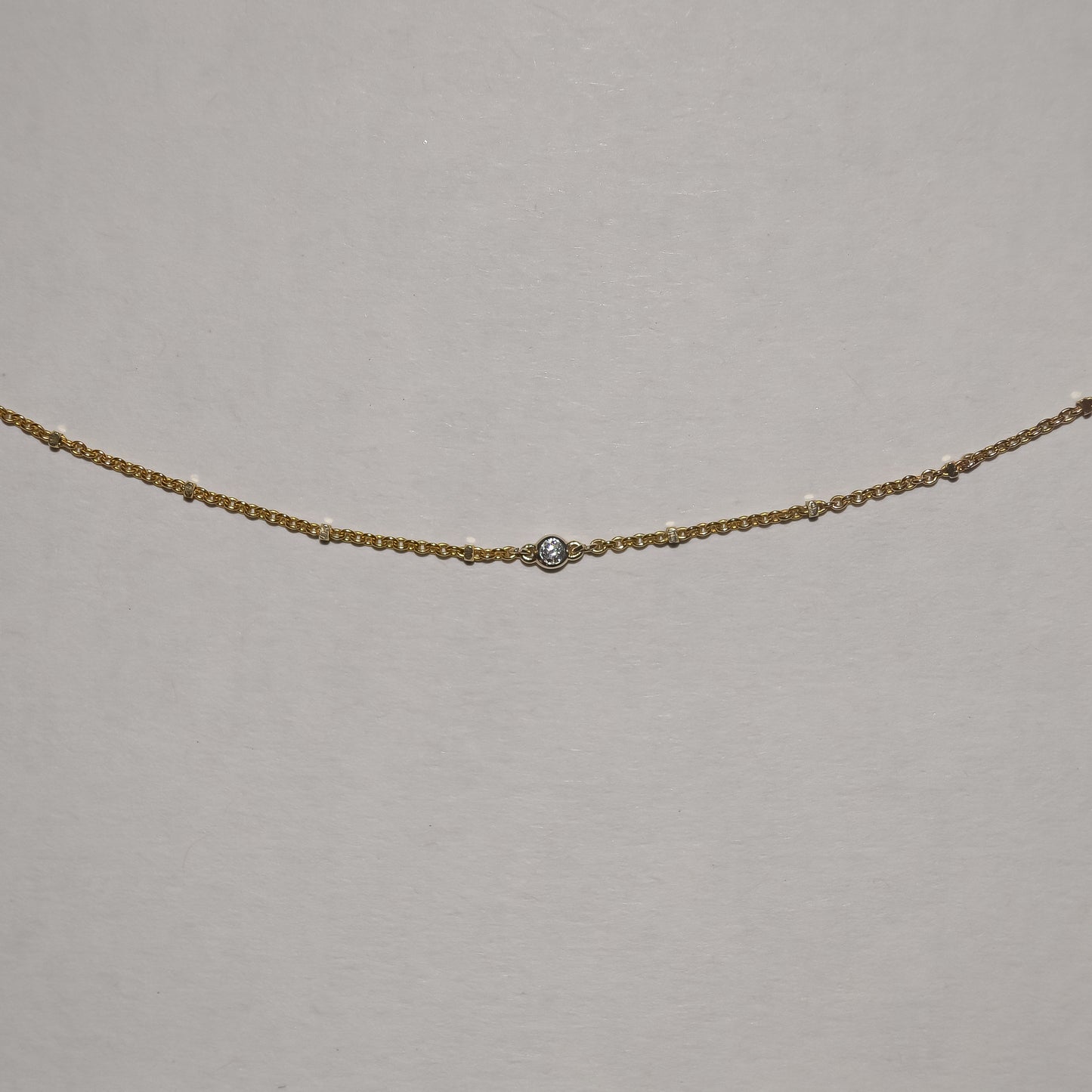 Single Accent Diamond Necklace In Solid 9k Yellow Gold