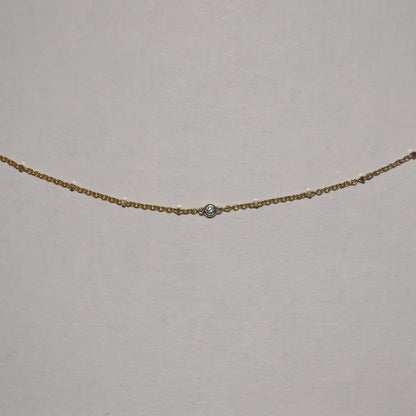 Single Accent Diamond Necklace In Solid 9k Yellow Gold