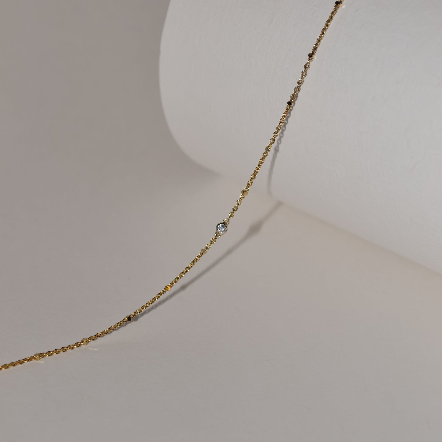 Single Accent Diamond Necklace In Solid 9k Yellow Gold