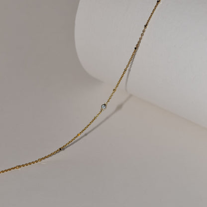 Single Accent Diamond Necklace In Solid 9k Yellow Gold