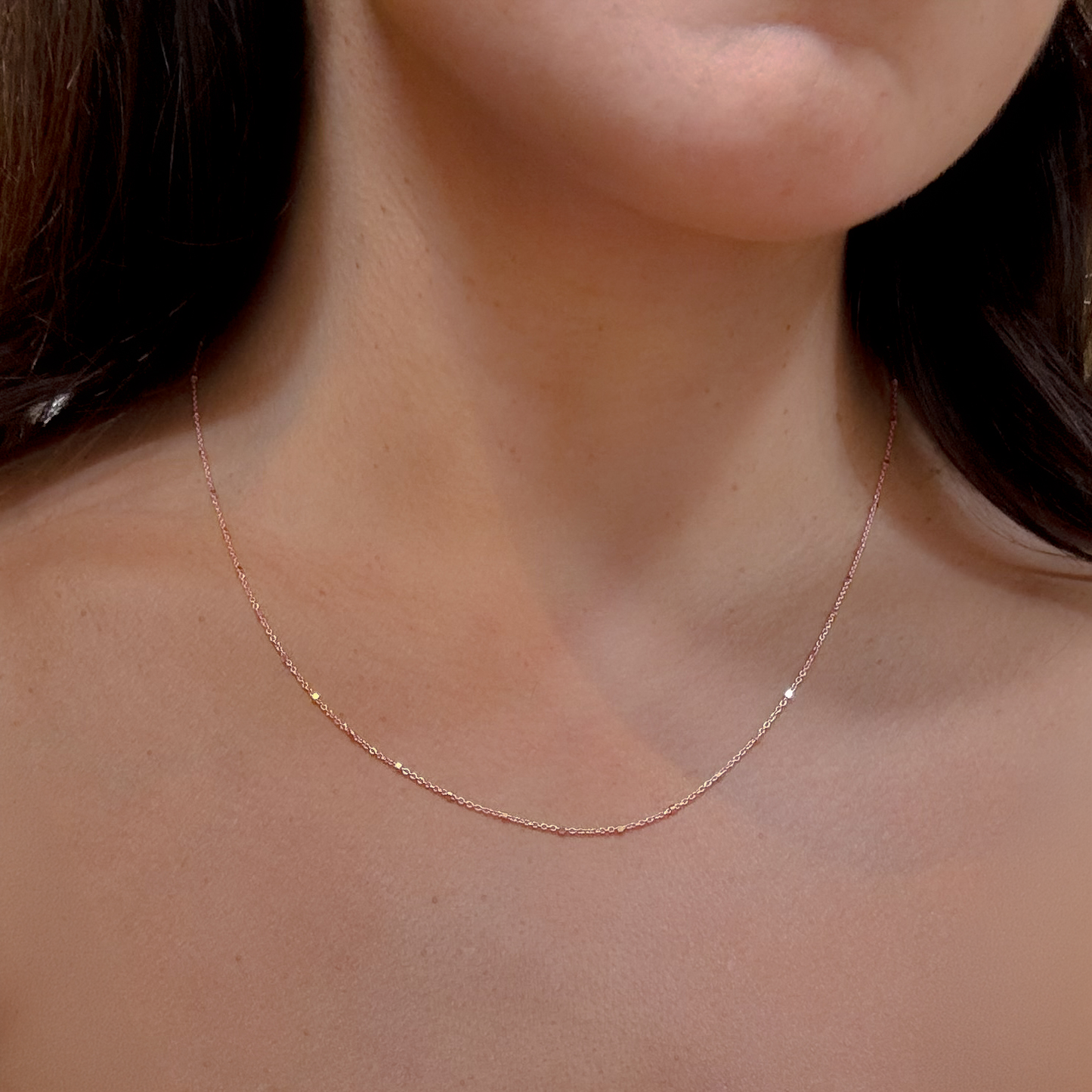 Satellite Chain Necklace in Solid 9k Rose Gold
