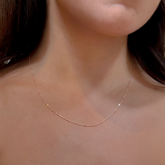 Satellite Chain Necklace in Solid 9k Rose Gold