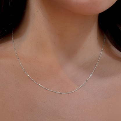 Satellite Chain Necklace in Solid 9k White Gold