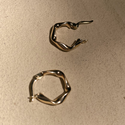 Solid 9k Gold Portray Hoop Earrings - Small