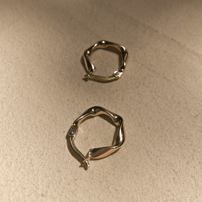 Solid 9k Gold Portray Hoop Earrings - Small