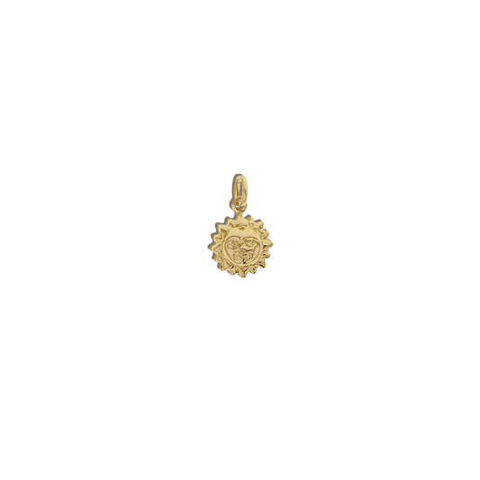 Sun Pendant - Soleil Smiling Sun Pendant in Solid 9k Yellow Gold