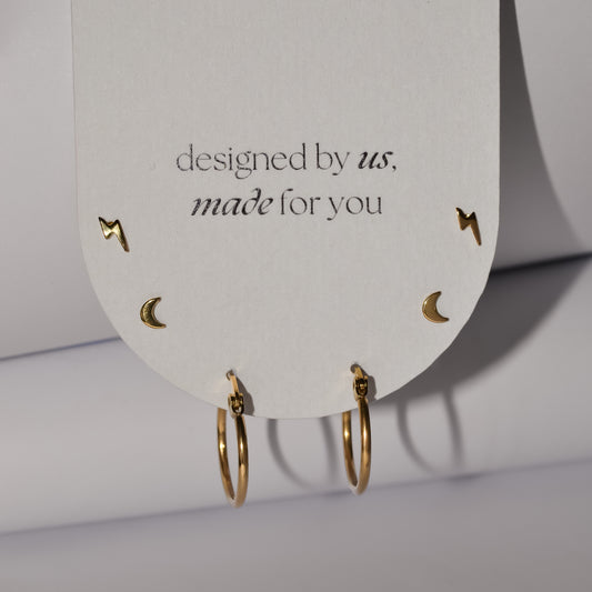 Curated Ear Stack: Sophia + Serena + Athena in Yellow Gold Vermeil