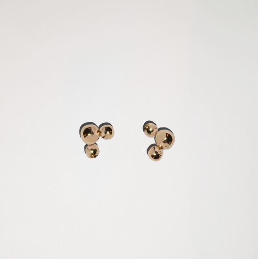 Trio Ball Studs -  Tres Studs in 9k Solid Gold