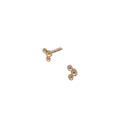 Trio Ball Studs -  Tres Studs in 9k Solid Gold