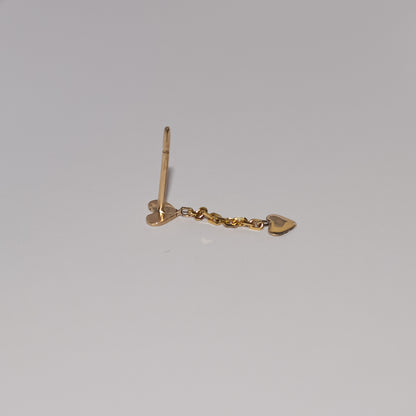 Valentine Double Heart Drop Stud in 9k Solid Gold