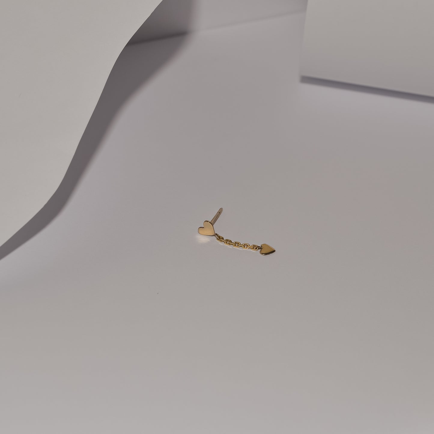 Valentine Double Heart Drop Stud in 9k Solid Gold