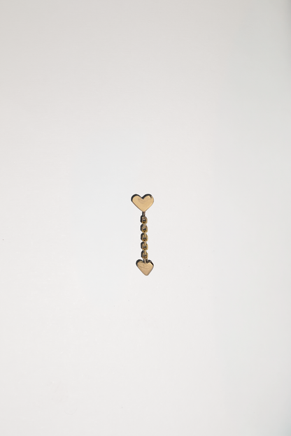 Valentine Double Heart Drop Stud in 9k Solid Gold