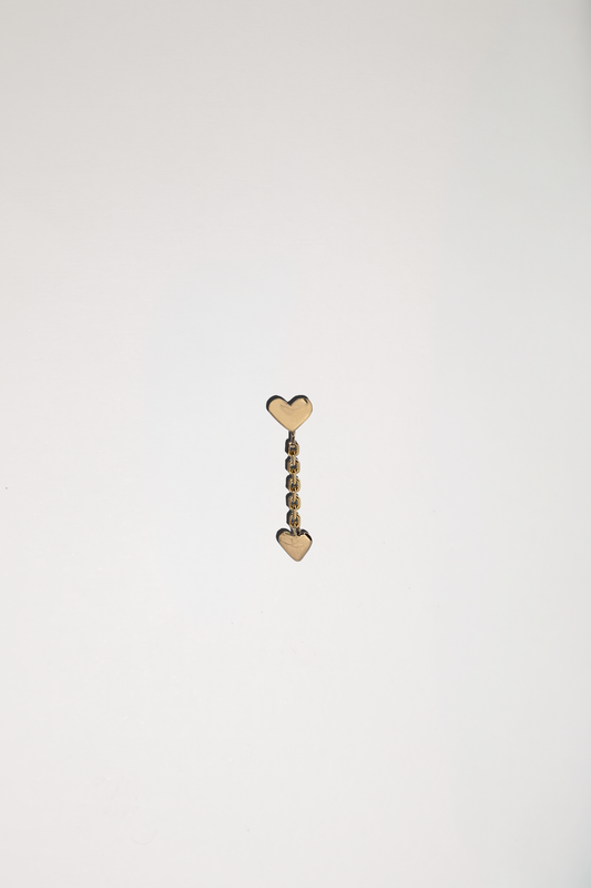 Valentine Double Heart Drop Stud in 9k Solid Gold