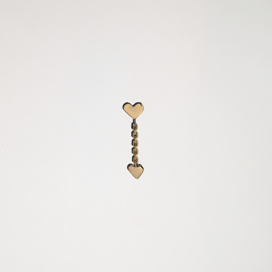 Valentine Double Heart Drop Stud in 9k Solid Gold