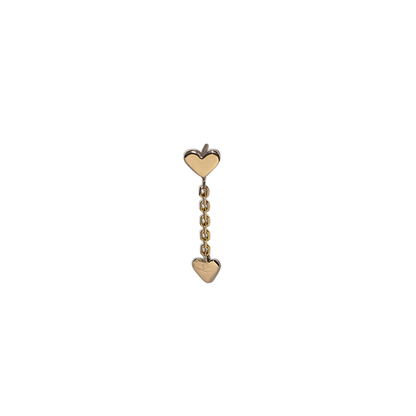 Valentine Double Heart Drop Stud in 9k Solid Gold