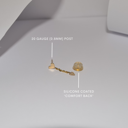 Valentine Double Heart Drop Stud in 9k Solid Gold