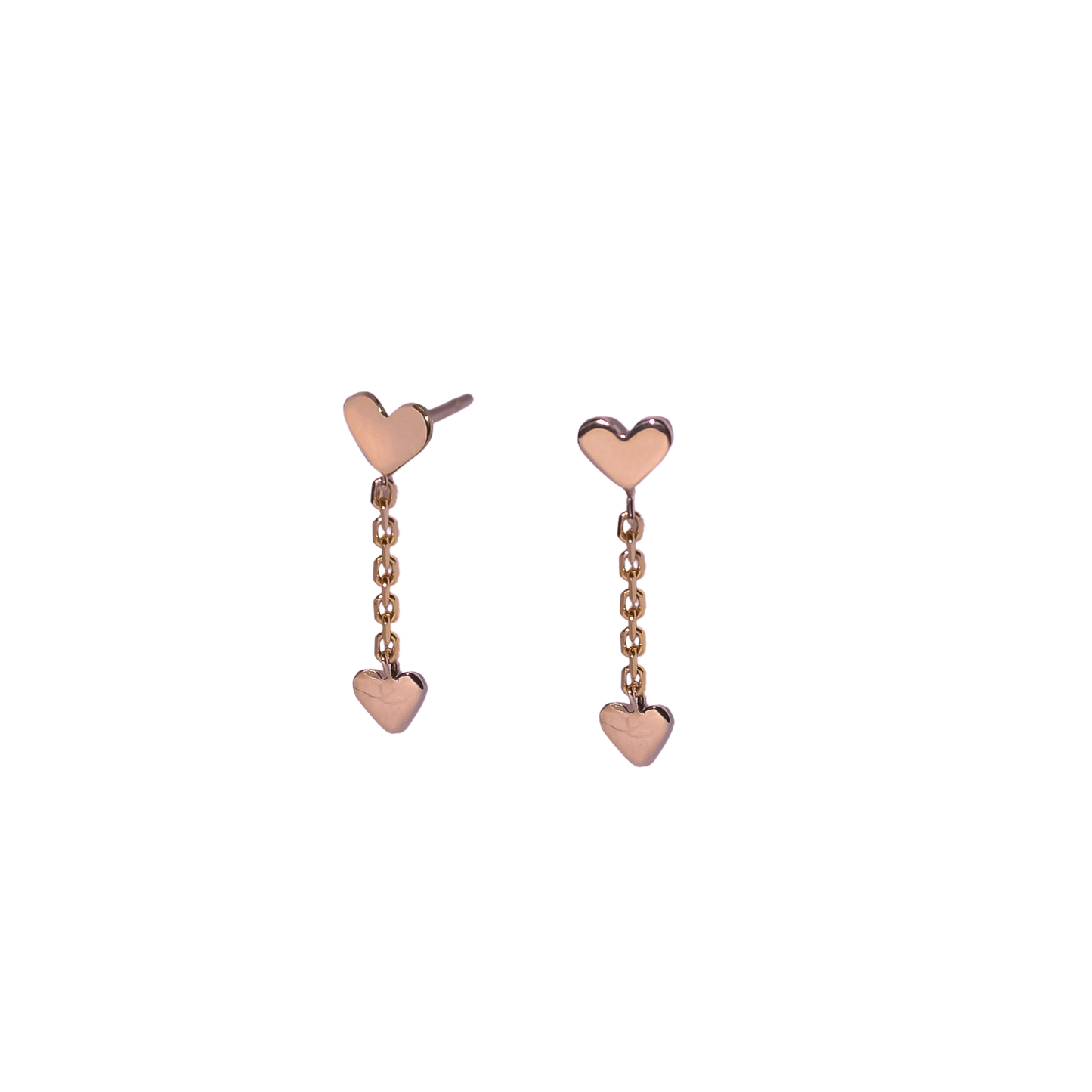 Valentine Double Heart Drop Stud in 9k Solid Gold