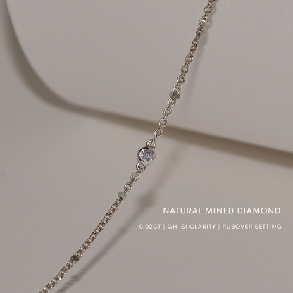 Single Accent Diamond Necklace In Solid 9k White Gold