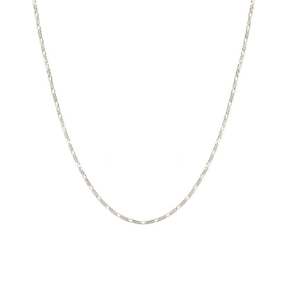 Fine Figaro Chain Necklace in Solid 9k White Gold