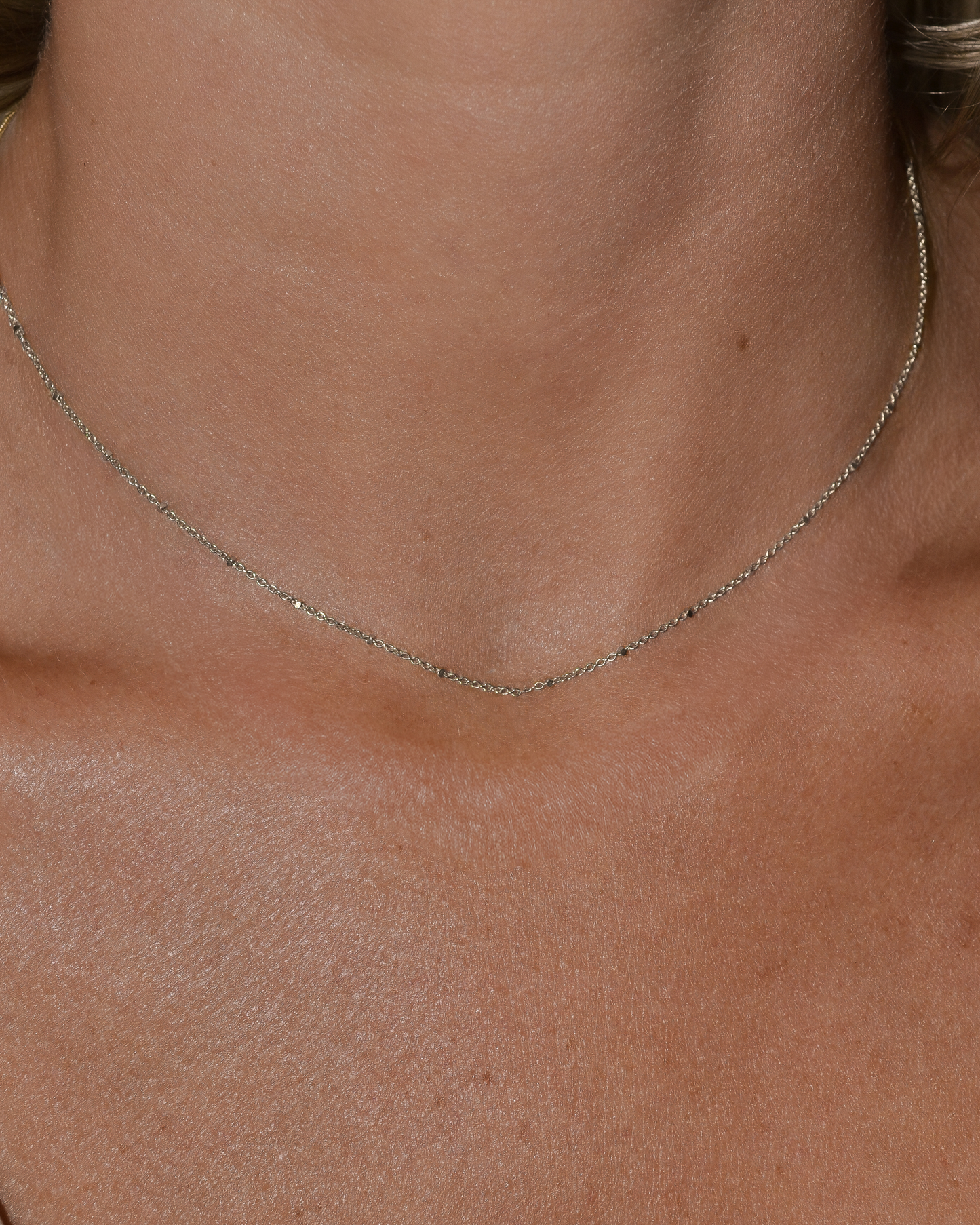 Satellite Chain Necklace in Solid 9k White Gold