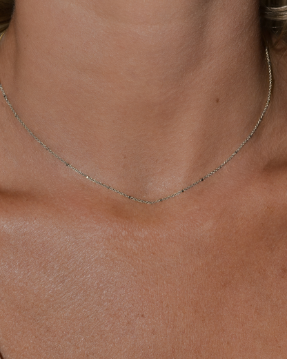 Satellite Chain Necklace in Solid 9k White Gold