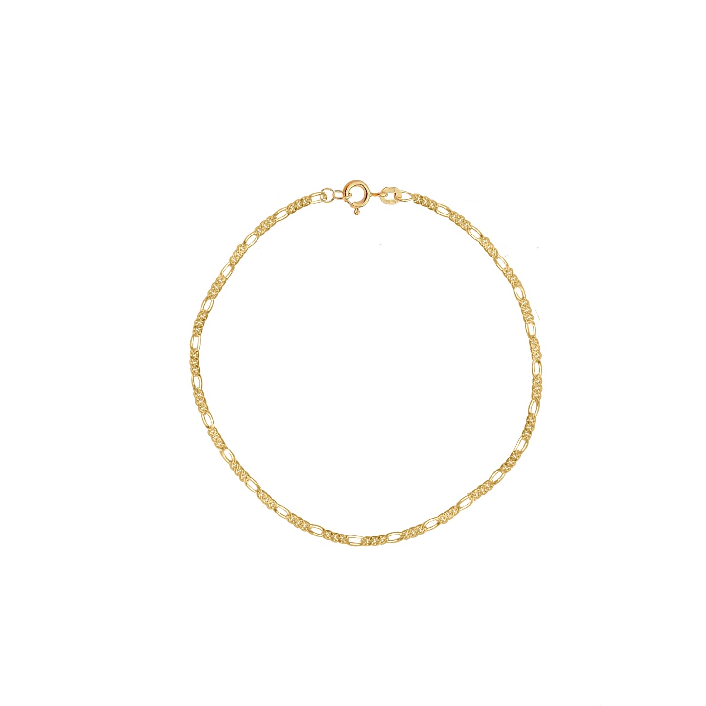 Fine Figaro Chain Bracelet in Solid 9k Yellow Gold