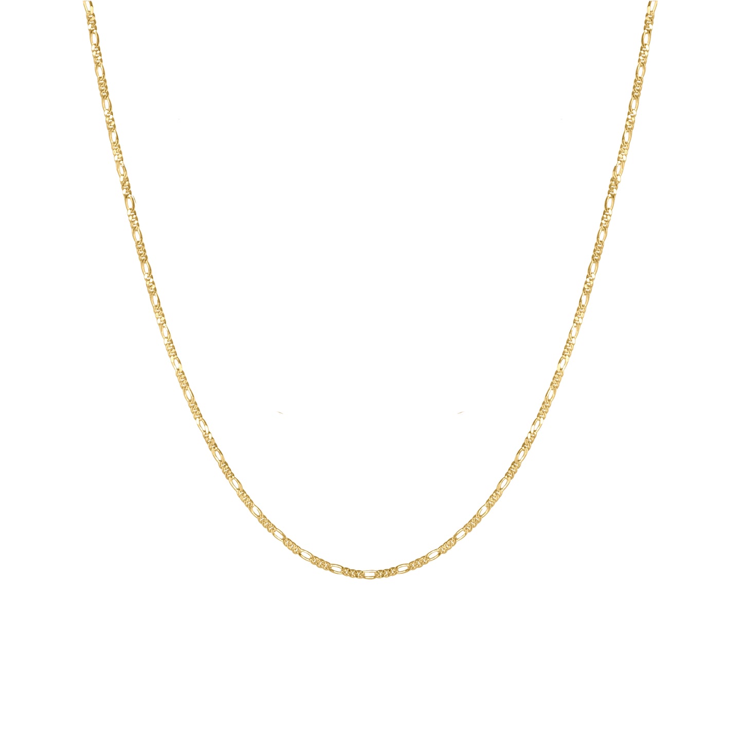 Fine Figaro Chain Necklace in Solid 9k Yellow Gold
